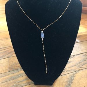 Feminine gold lariat necklace